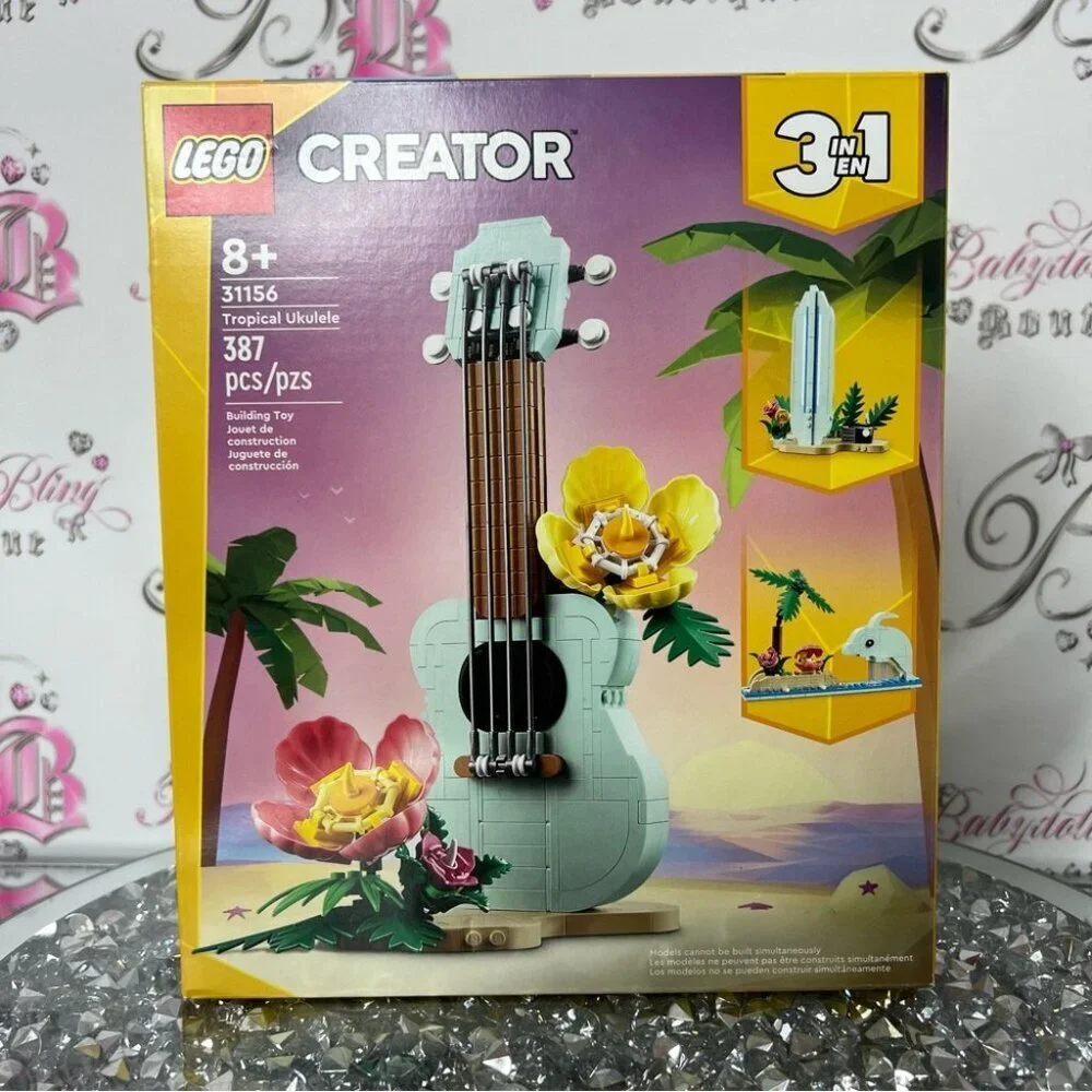 LEGO Creator 3-in-1 Tropical Ukulele Set dolphin surfboard flower build your own